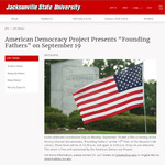 American Democracy Project Presents "Founding Fathers" on September 19 | 2016 by Jacksonville State University