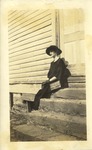 Female Seated on Steps, Leather Photographs Album of State Normal School Student Albie Gunnells Knight by unknown