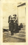 Two Females Standing on Steps, Leather Photographs Album of State Normal School Student Albie Gunnells Knight by unknown