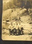 Three Males Seated on Rocks, Leather Photographs Album of State Normal School Student Albie Gunnells Knight by unknown