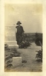Female Standing at Grave of Jesse Gunnell, Leather Photographs Album of State Normal School Student Albie Gunnells Knight by unknown