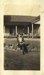 Female Seated on Rock Wall, Leather Photographs Album of State Normal School Student Albie Gunnells Knight by unknown