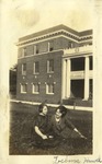 Alice Gunnells and Ledna Howel Outside Weatherly Hall, Leather Photographs Album of State Normal School Student Albie Gunnells Knight by unknown