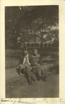 Annie Sansom and Loucile Martin Outside Kilby Hall, Leather Photographs Album of State Normal School Student Albie Gunnells Knight by unknown