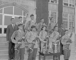 Rifle Team With Trophies on Front Steps of Bibb Graves Hall 1 by Opal R. Lovett
