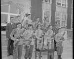 Rifle Team With Trophies on Front Steps of Bibb Graves Hall 3 by Opal R. Lovett