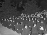 Graduates during Outdoor Commencement held on Bibb Graves Hall Porch by Opal R. Lovett