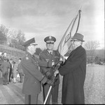 Flag Presented to University President Houston Cole by ROTC 2 by Opal R. Lovett