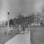 Students Walk Across Quad behind Bibb Graves Hall, Campus Scenes 5 by Opal R. Lovett