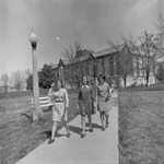 Students Walk Across Quad behind Bibb Graves Hall, Campus Scenes 6 by Opal R. Lovett