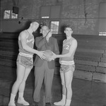 Basketball Players Terry Owens and Bill Jones with Coach Tom Roberson 2 by Opal R. Lovett