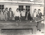 Young Men Playing Pool in the Dormitory by unknown