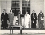 Officials on Stage During 1949 Summer Commencement Held in College Gymnasium by unknown