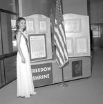 Jane Rice, 1973 Miss Freedom, with Freedom Shrine inside Houston Cole Library 2 by Opal R. Lovett