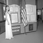 Jane Rice, 1973 Miss Freedom, with Freedom Shrine inside Houston Cole Library 3 by Opal R. Lovett