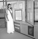 Jane Rice, 1973 Miss Freedom, with Freedom Shrine inside Houston Cole Library 5 by Opal R. Lovett