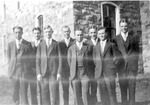 Group of 1920s Students Gathered Outside Building 6 by unknown