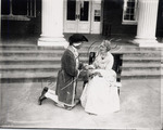 Couple dressed in colonial costumes (possibly as older George and Martha Washington) for George Washington Day at Jacksonville State Teachers College, circa 1932 by Russell Brothers Studio
