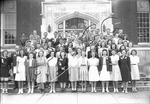 Group of students in front of Bibb Graves Hall, circa 1940s 3 by Russell Brothers Studio