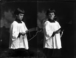 Child dressed in church robes, possibly Kathleen Daugette, circa 1905 by Russell Brothers Studio
