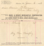 Document | Invoice from Bass & Heard Mercantile Corporation, January 1913 by Miss Murphy