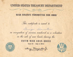 Document | Certificate from United States Treasury Department, July 1944 by Henry Morgenthau Jr.