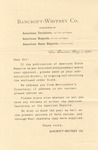 Correspondence | Publisher advertisement from Bancroft-Whitney Company to John Henry Caldwell, May 1888