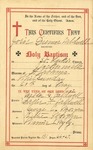 Document | Baptism certificate for Josie Caldwell, May 1882