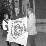 President Ernest Stone and Others with Bicentennial Flag 2 by Opal R. Lovett