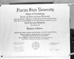 Carol S. Kingston, 1975 Florida State University Degree 3 by Opal R. Lovett