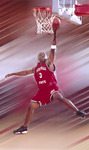 Men's Basketball Player Mid Jump at Goal, circa 2000s by Steve Latham