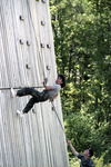 Individual Rappelling Down ROTC Rappel Tower 2, circa 1985 by unknown